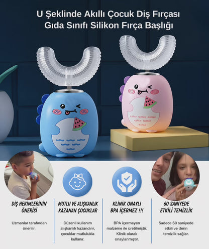 Şarjlı Ultrasonik 3 Modlu U Dizayn Çocuk Diş Fırçası